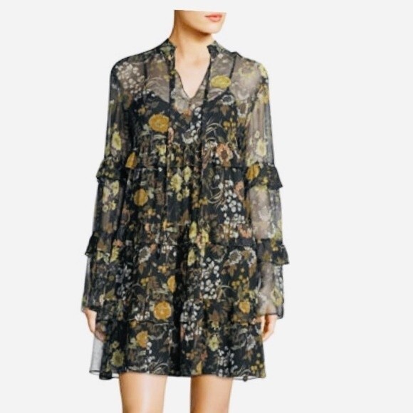 Robert Rodriguez Floral Print Tiered Ruffled Silk Dress S NWOT - Picture 11 of 11